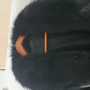 Luxurious Black Fur-Trimmed Women's Trench Coat